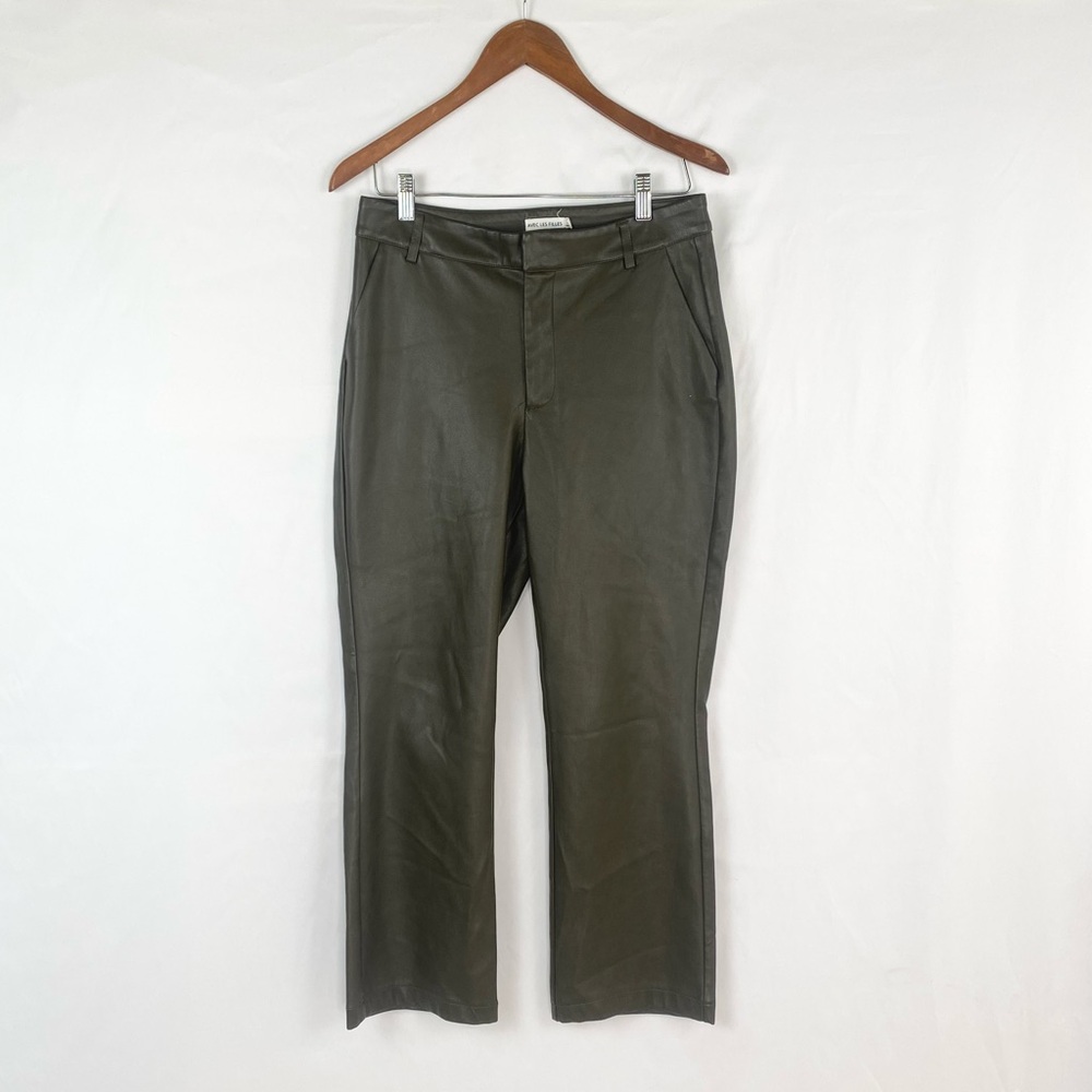 AVEC LES FILLES Vegan Leather Kick Flare Crop Trouser‎ Pants Green Size Medium